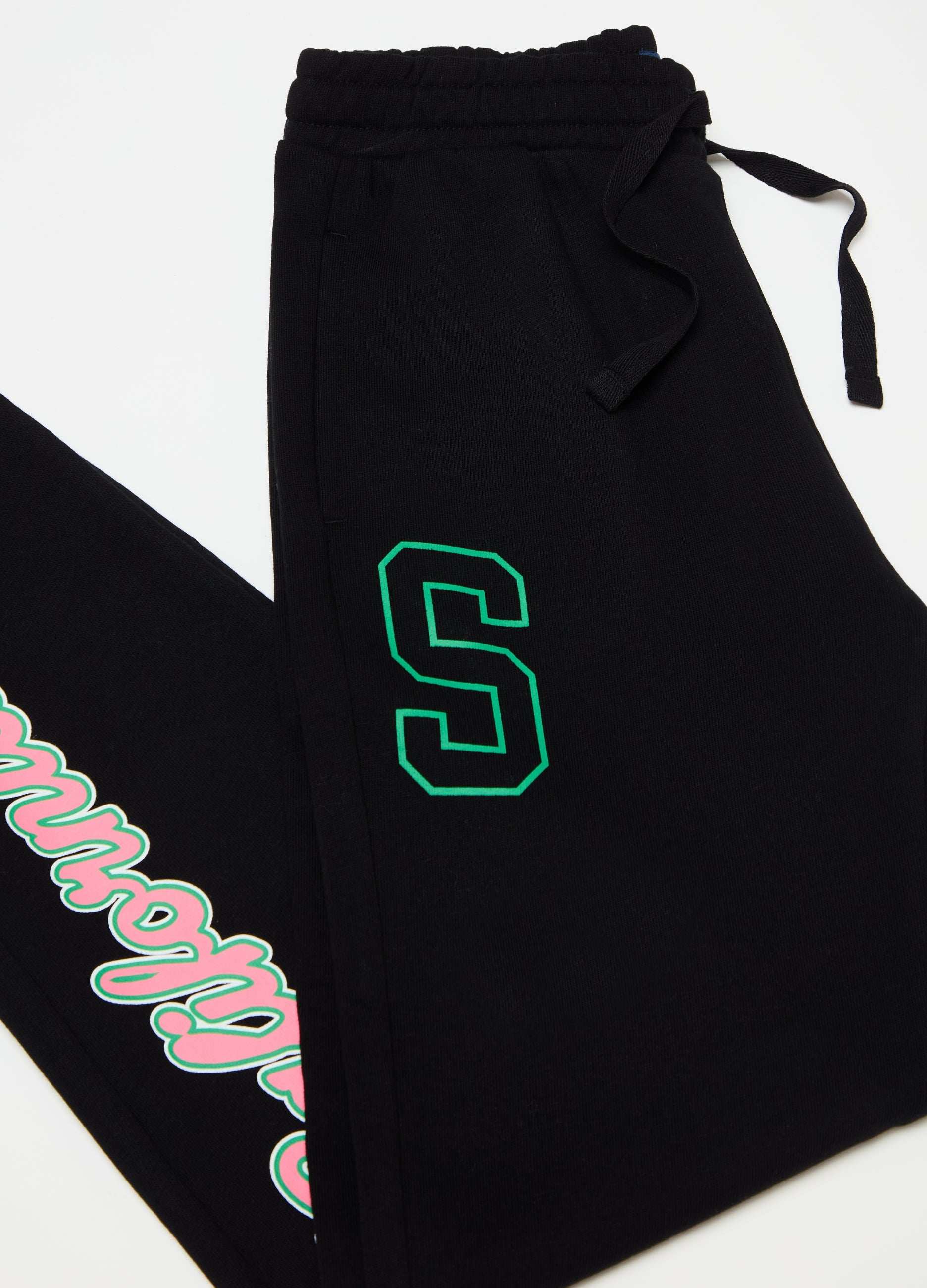 Ovs Fleece Joggers With Drawstring And Print