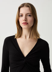 T-Shirt With Knot And Long Sleeves