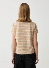 Essential Mélange Striped T-Shirt With V Neck