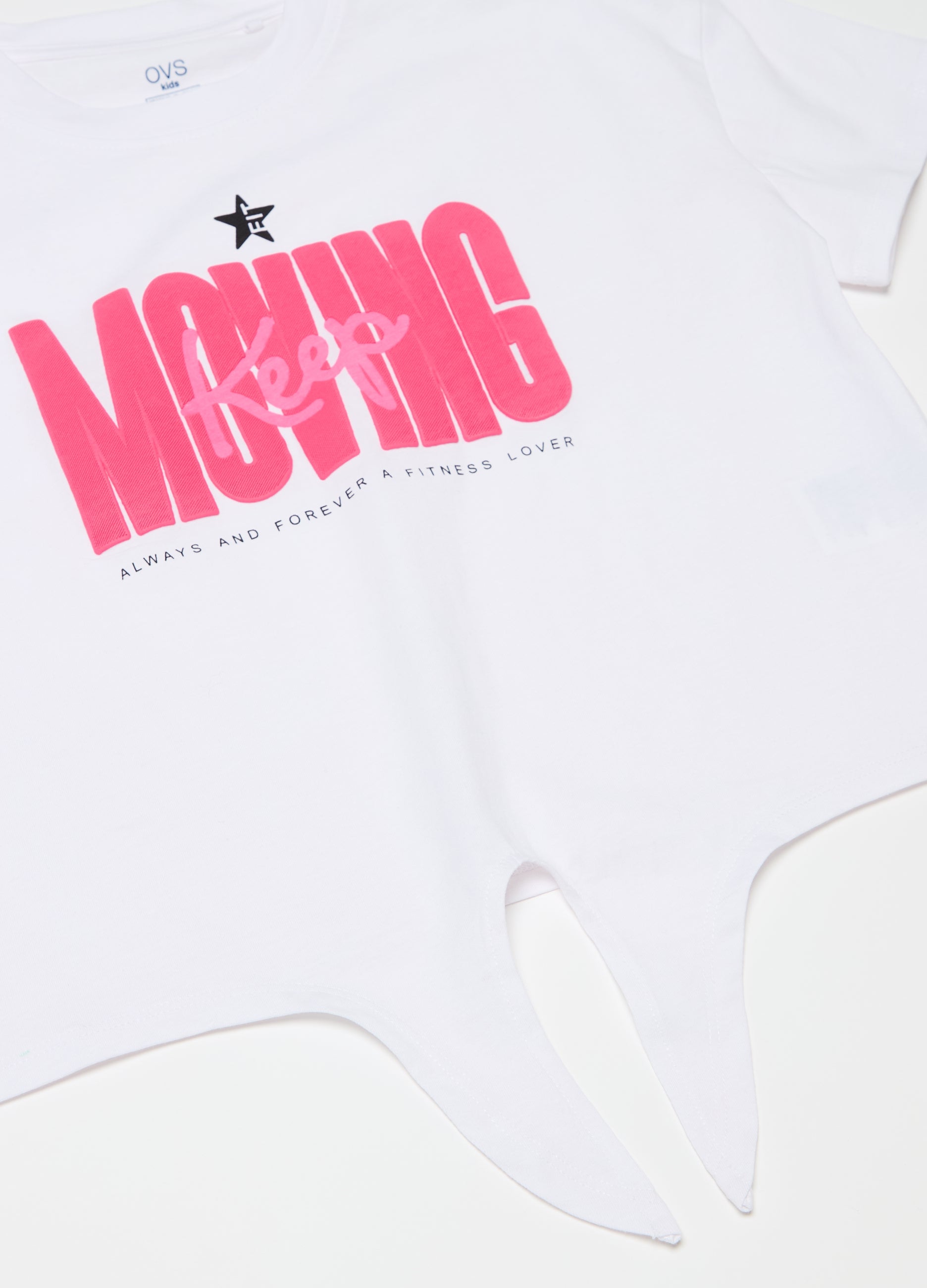 Ovs Crop T-Shirt With Print And Knot