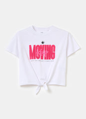 Ovs Crop T-Shirt With Print And Knot