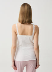 Vest With V Neck And Lace Trims