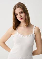 Vest With V Neck And Lace Trims