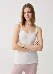 Vest With V Neck And Lace Trims