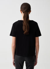Mock-Neck T-Shirt With Pleating