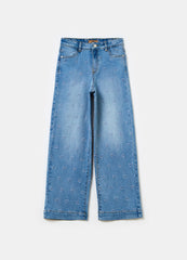Culotte Jeans With Hearts Embroidery
