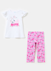 Stretch Cotton Jogging Set With Marie Print