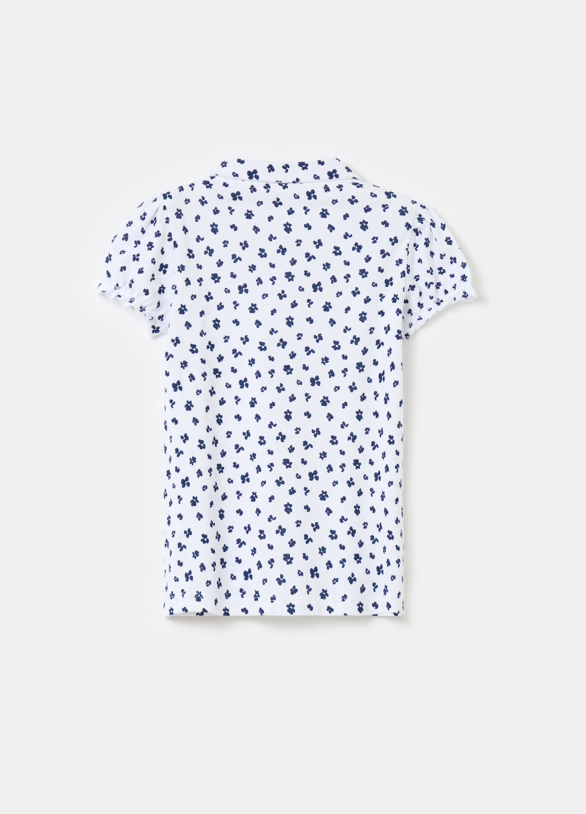Ovs Polo Shirt With All-Over Small Flowers Print