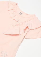 T-Shirt With Frills And Diamantés