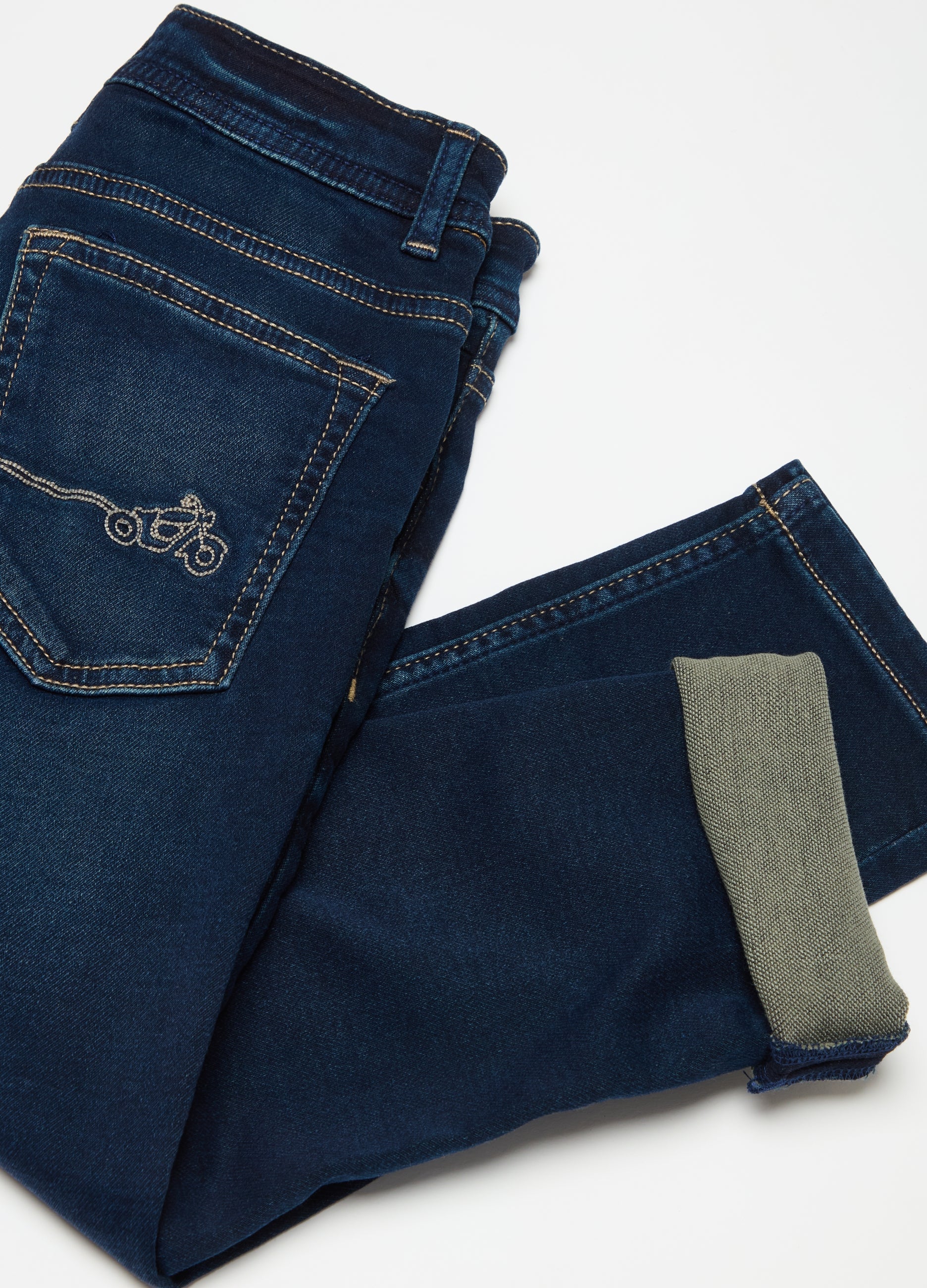 Regular-Fit Jeans With Patch And Motorcycle Embroidery