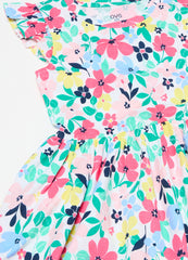 Short Floral Dress With Flounce