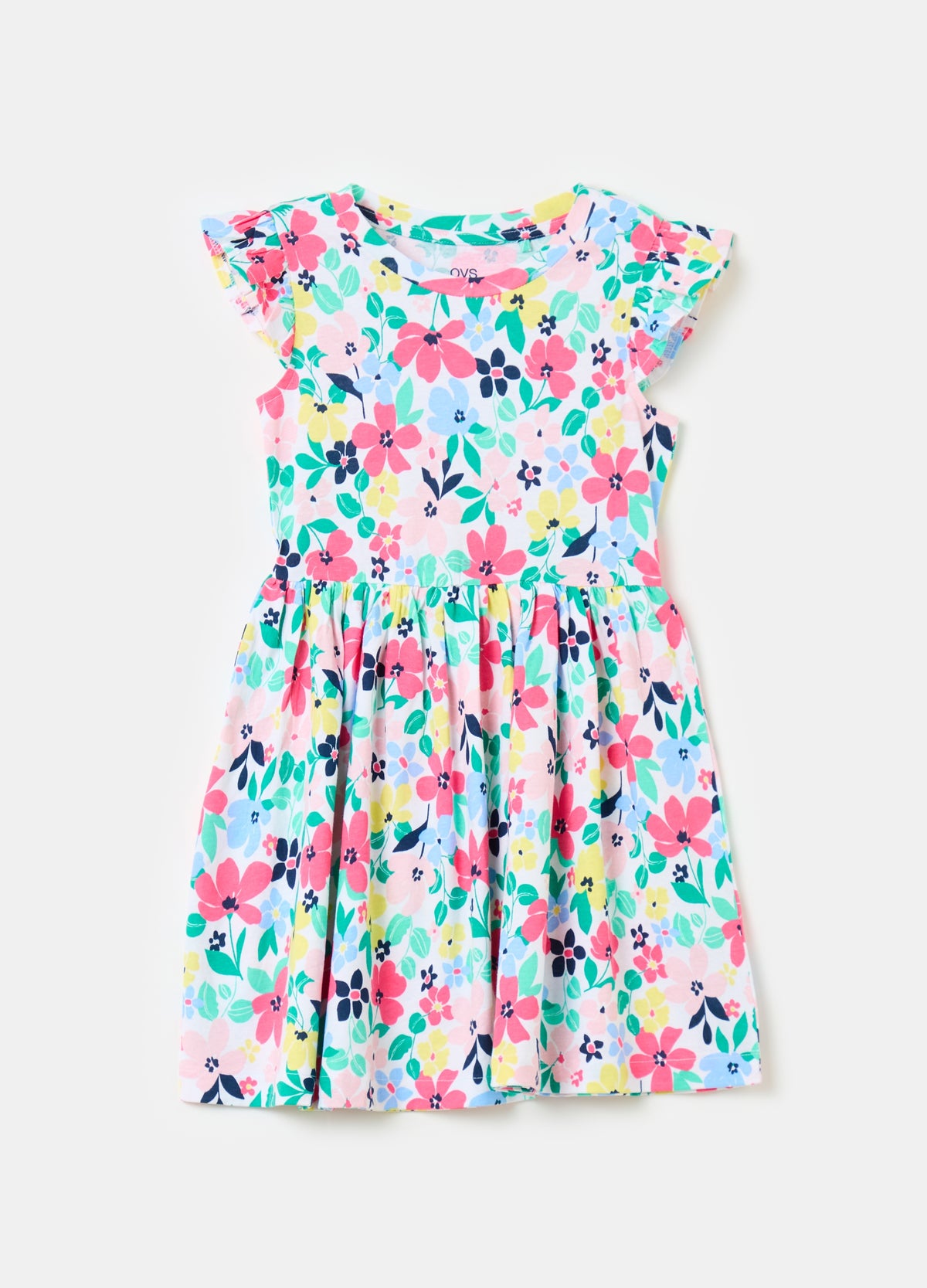 Short Floral Dress With Flounce