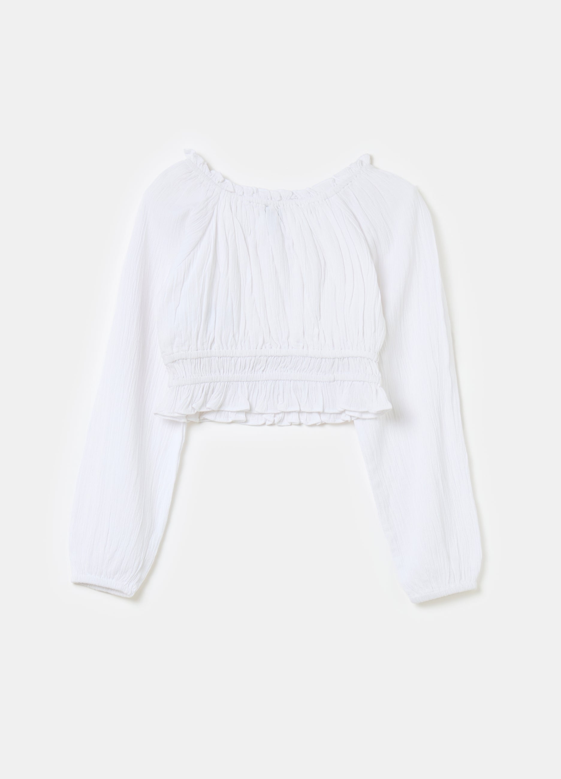 CROP BLOUSE IN CRêPE WITH FRILLS