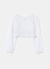 CROP BLOUSE IN CRêPE WITH FRILLS