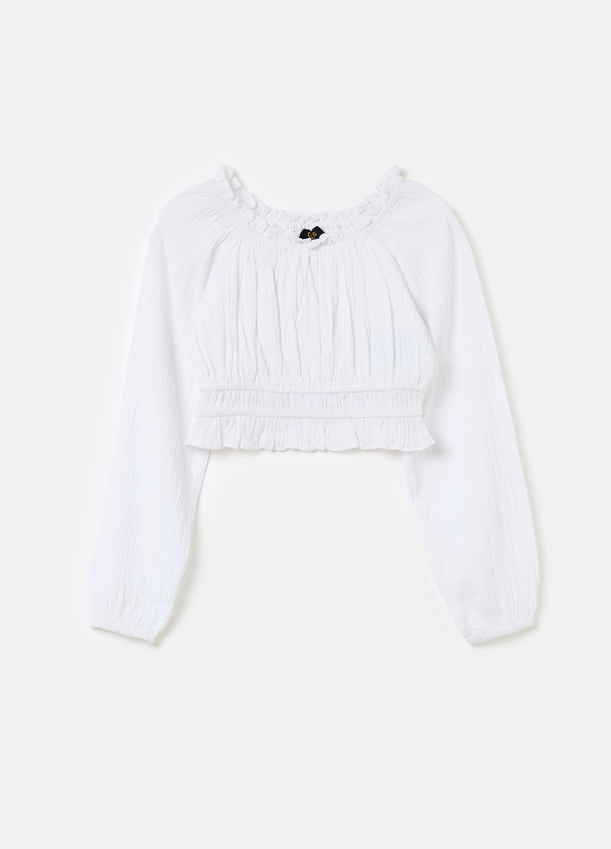 CROP BLOUSE IN CRêPE WITH FRILLS