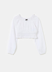 CROP BLOUSE IN CRêPE WITH FRILLS