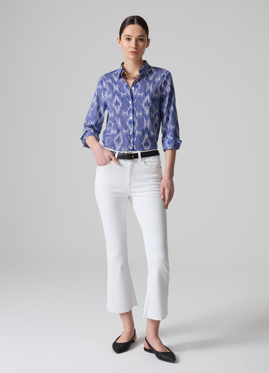 Flare-fit crop jeans with raw edging