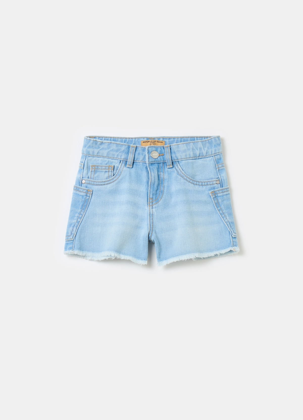 Ovs Denim Shorts With Fringed Edging