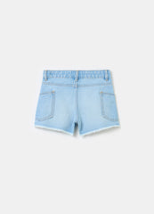 Ovs Denim Shorts With Fringed Edging