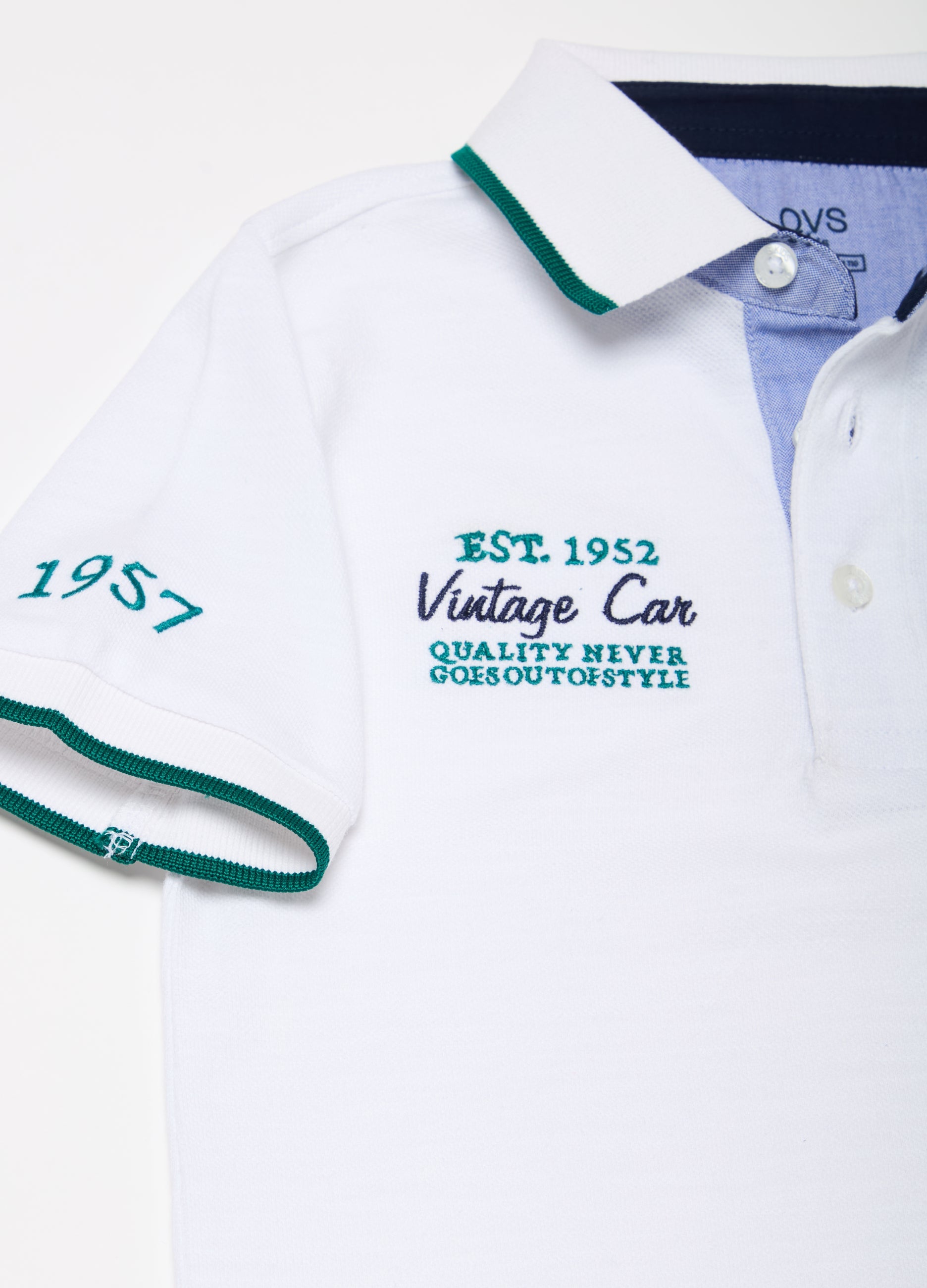 Polo Shirt With Striped Edging And Embroidery