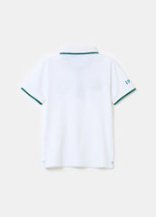 Polo Shirt With Striped Edging And Embroidery