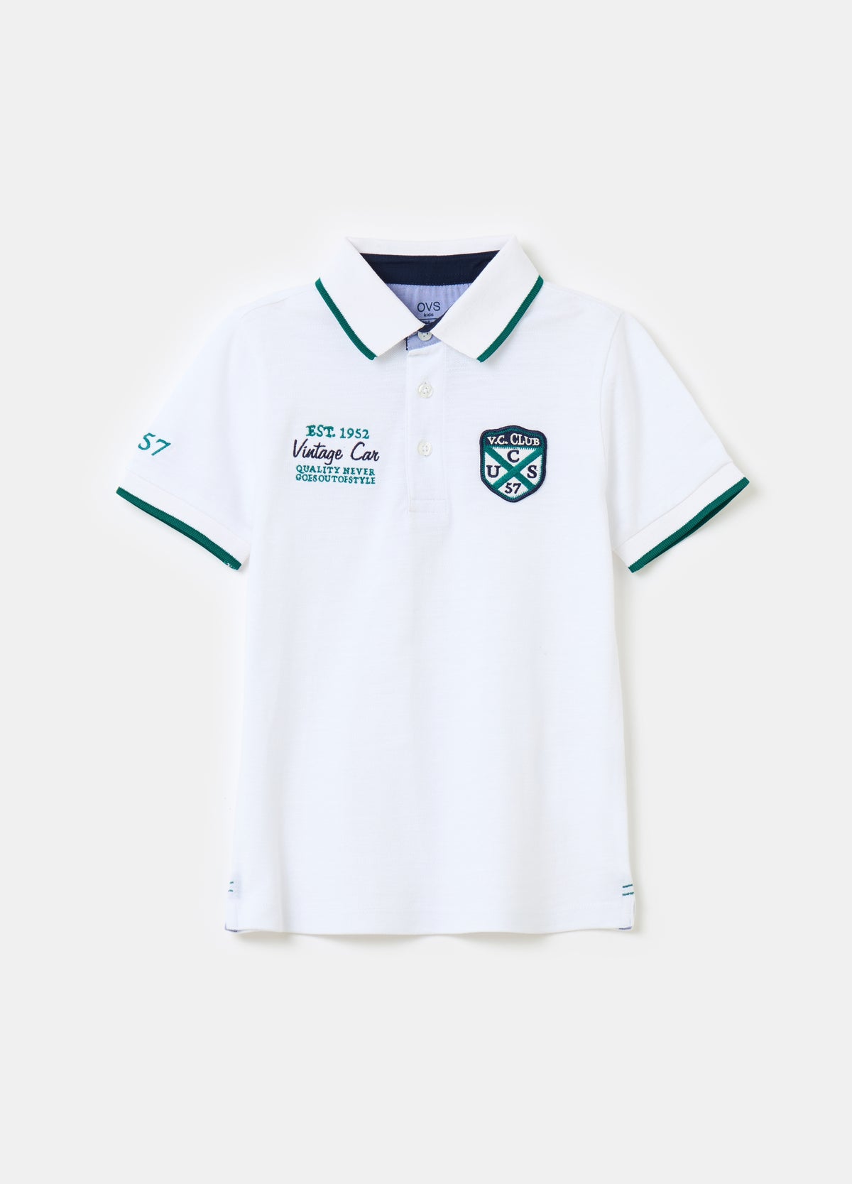 Polo Shirt With Striped Edging And Embroidery