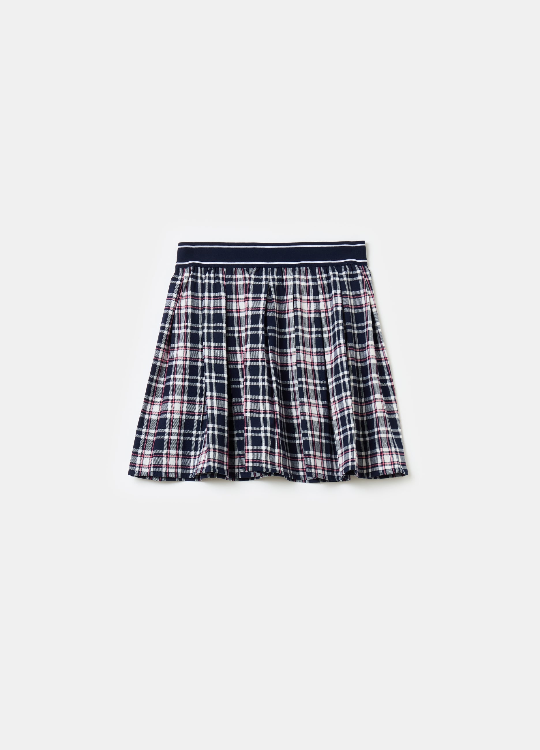 Ovs Check Mini Skirt With Pleats