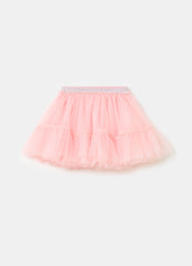 Short Tulle Skirt With Flounce