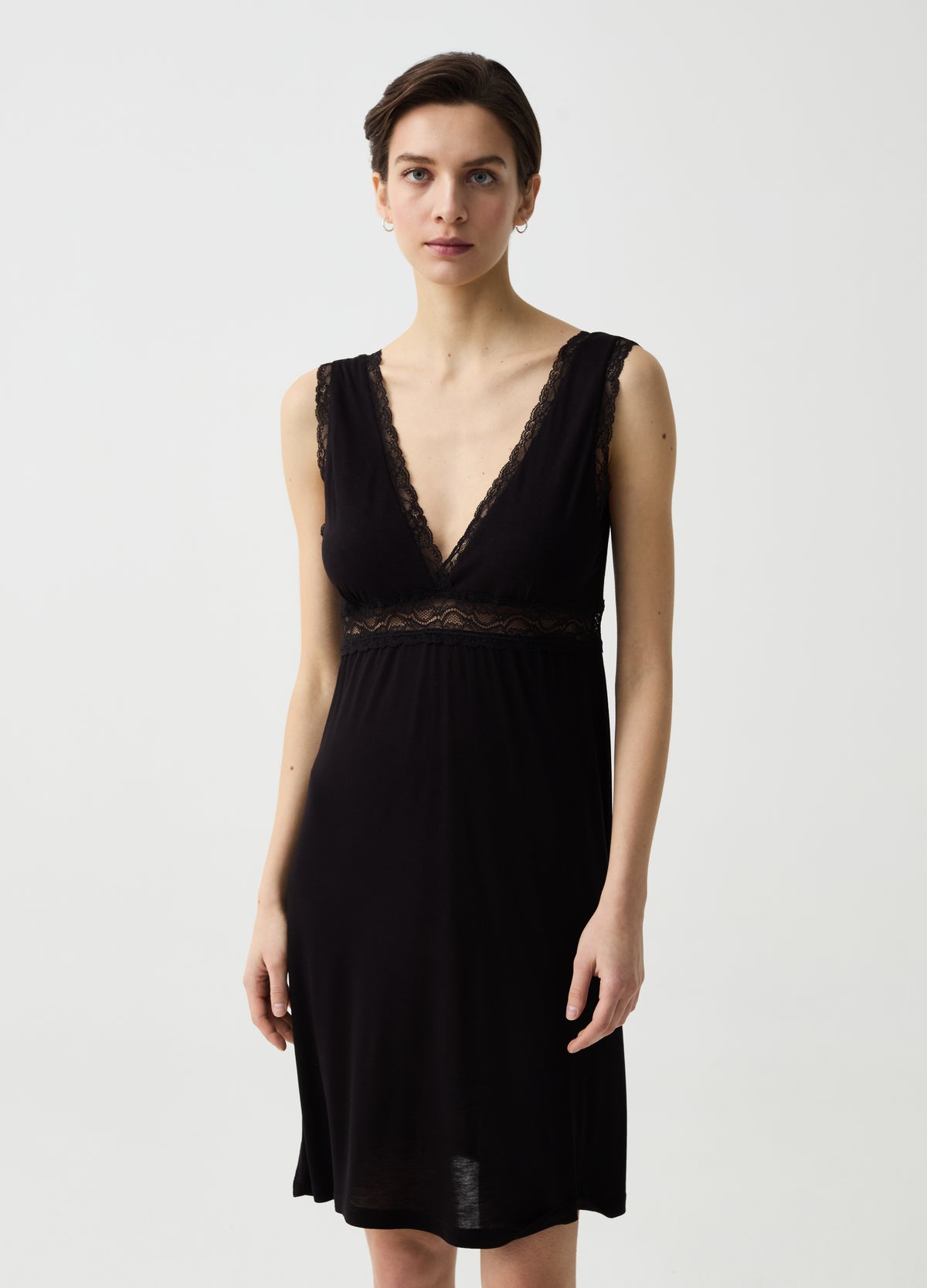 Viscose Nightdress With Lace