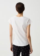 Jersey Pyjama Top With Broderie Anglaise Edging