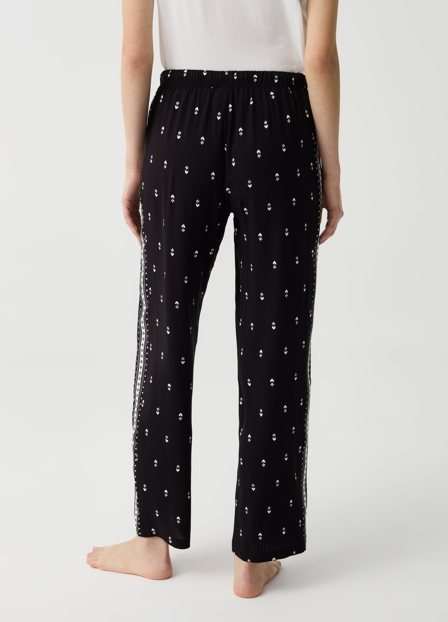 Pyjama Trousers In Canvas With Ethnic Print