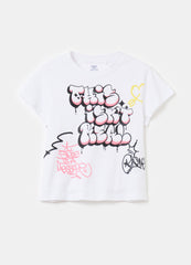 Cotton T-Shirt With Lettering Print