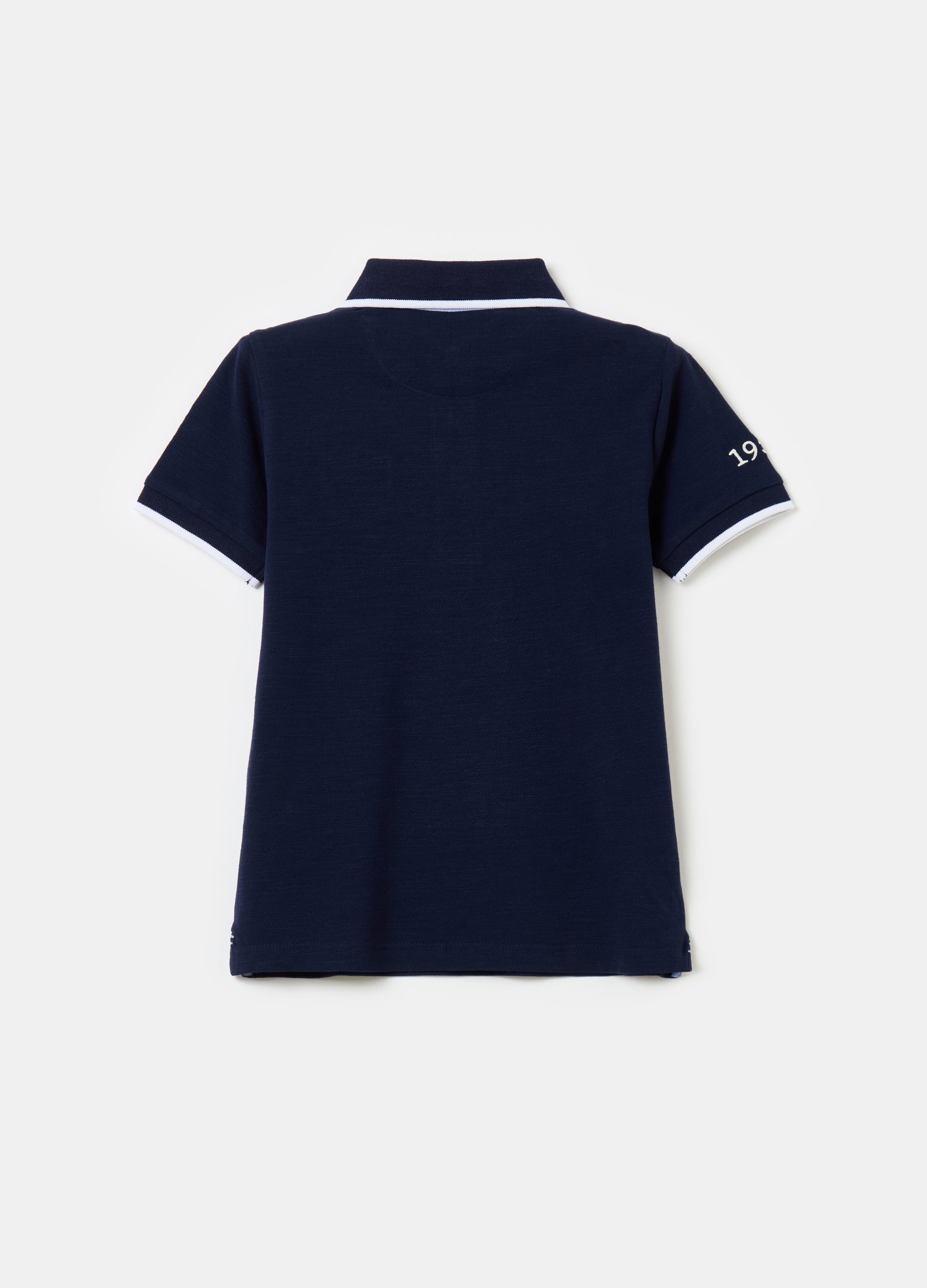Polo Shirt With Striped Edging And Embroidery