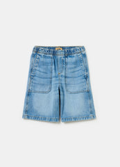 Bermuda Joggers In Denim With Pockets