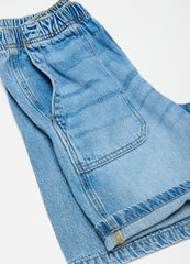Bermuda Joggers In Denim With Pockets