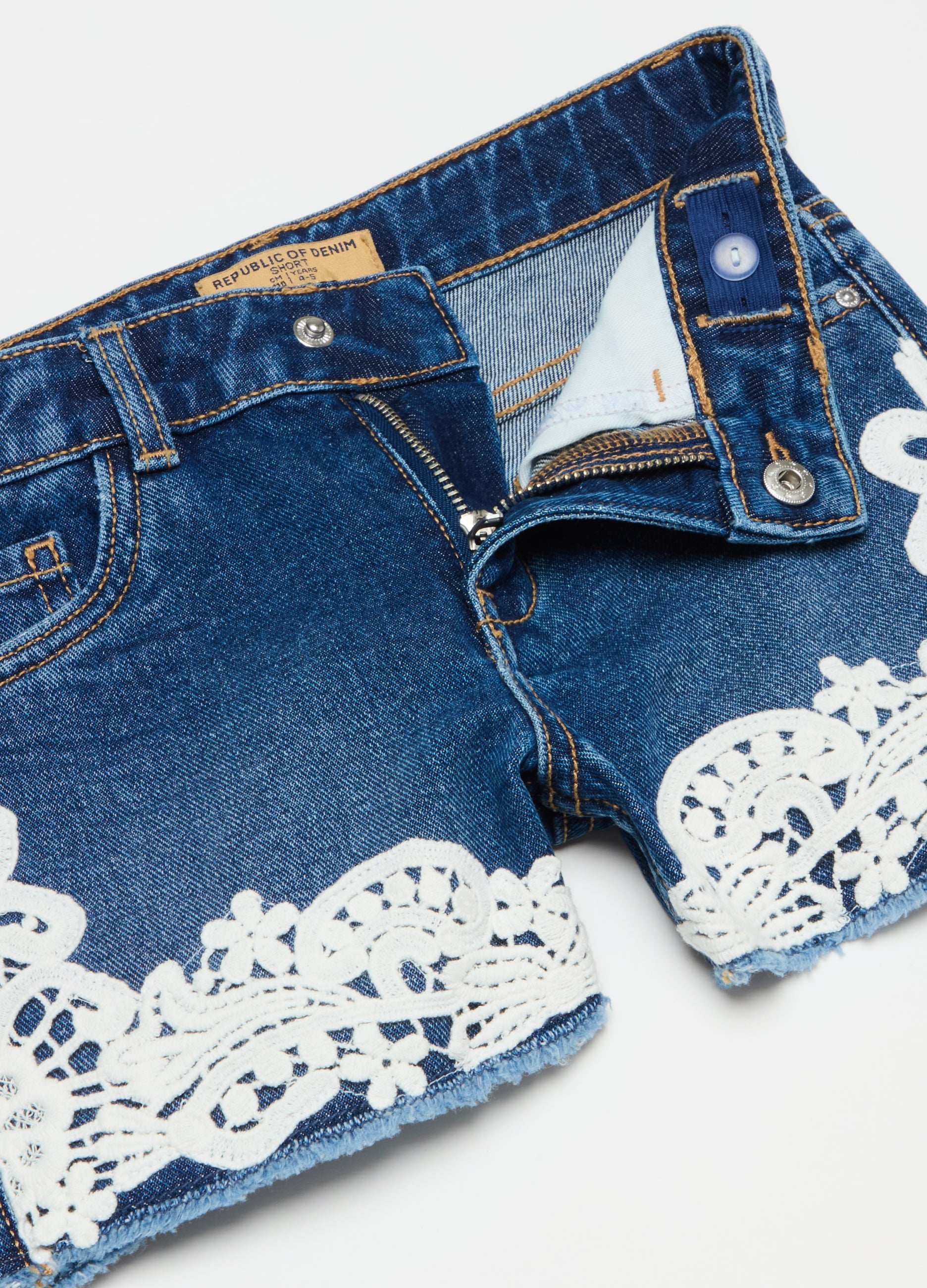 Ovs Denim Shirts With Broderie Anglaise Application