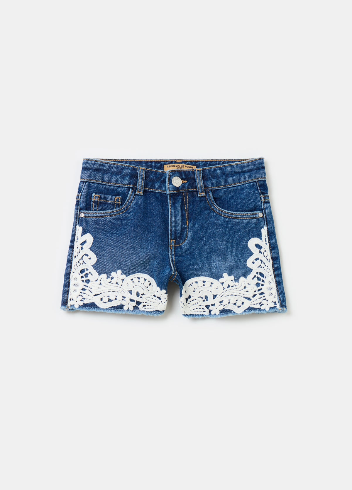 Ovs Denim Shirts With Broderie Anglaise Application