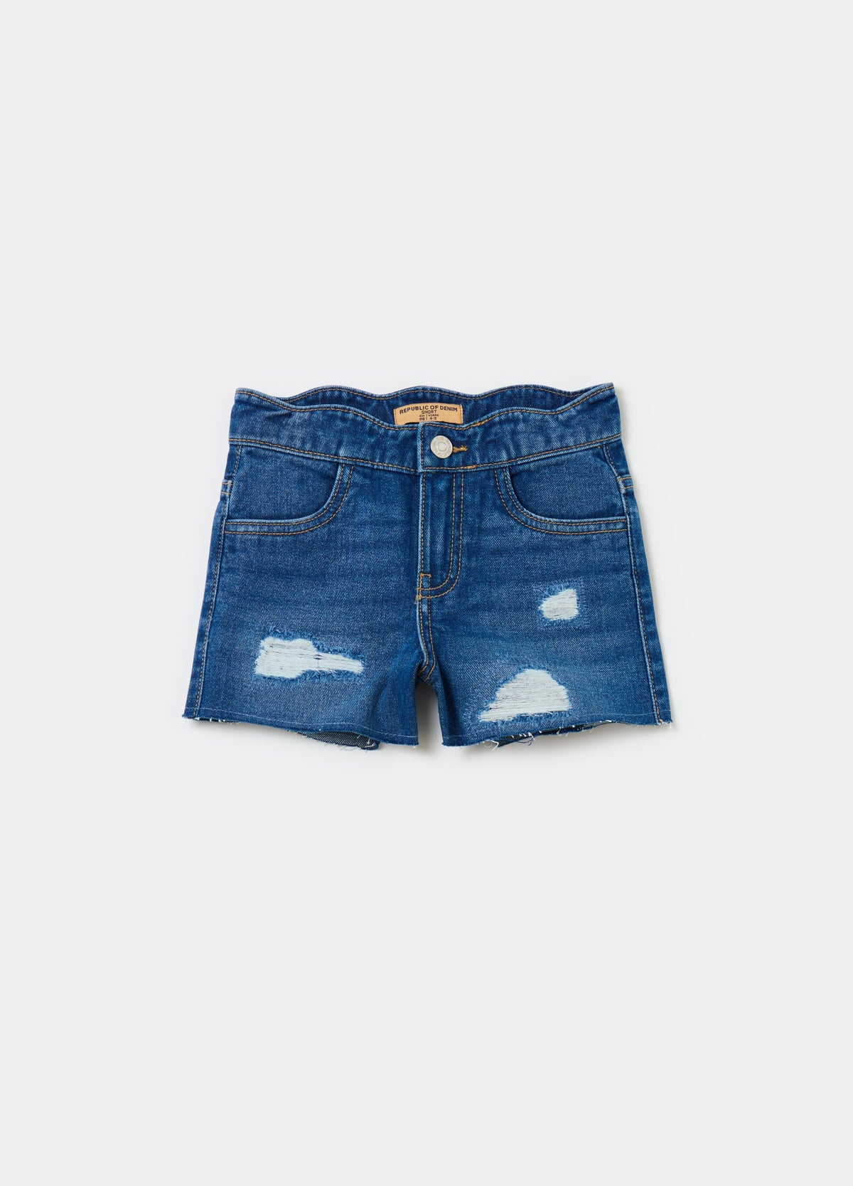 Denim Shorts With Abrasions