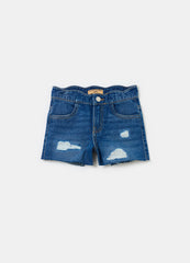 Denim Shorts With Abrasions