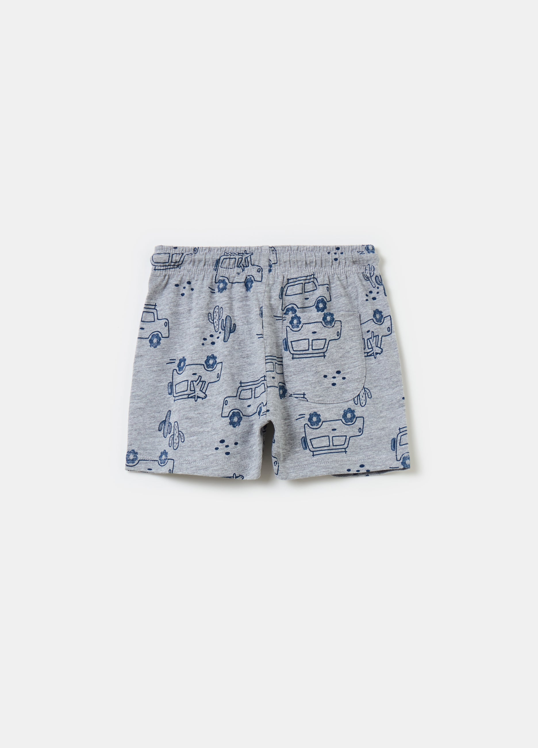 Ovs Cotton Shorts With Drawstring And Print