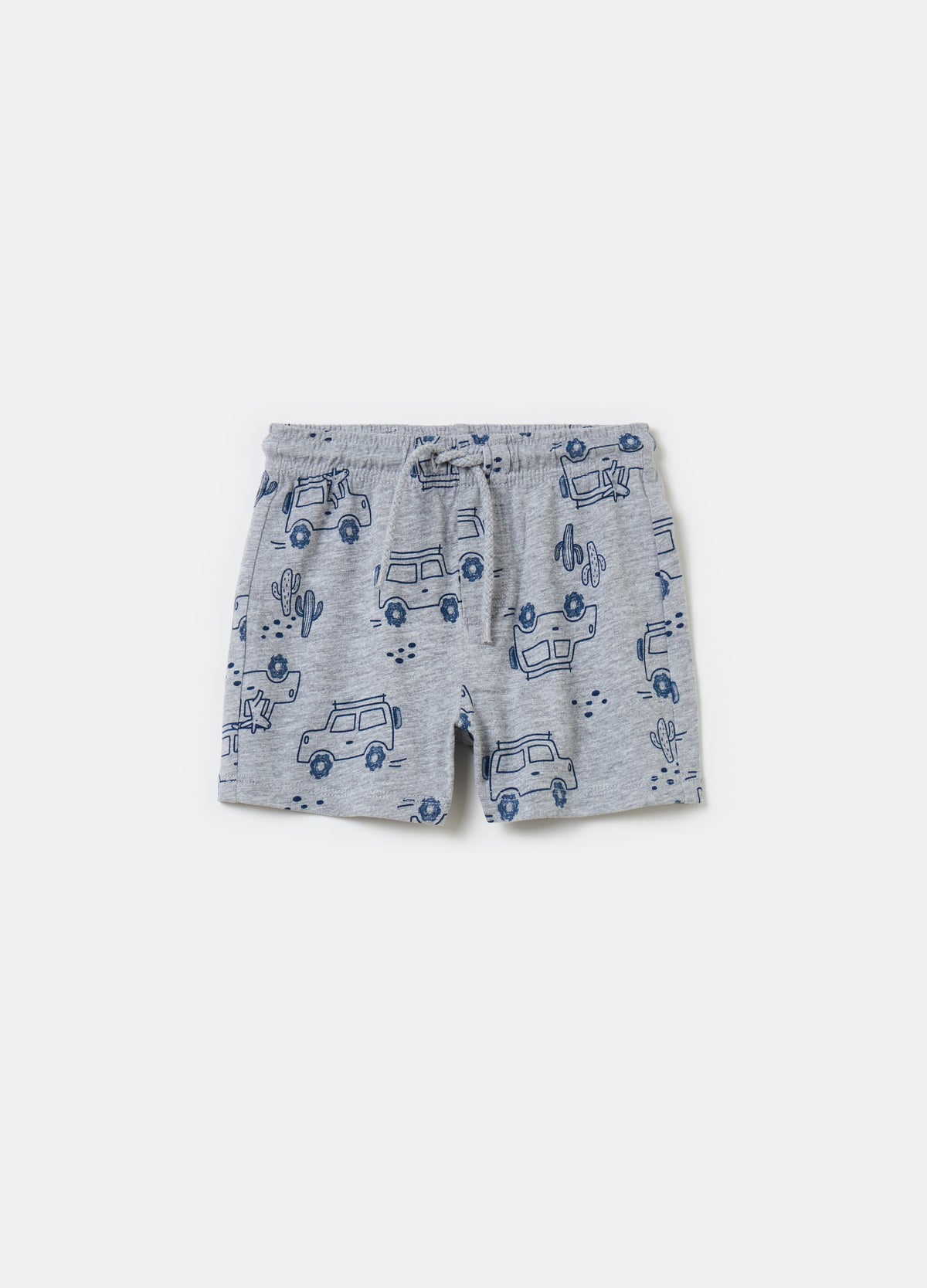 Ovs Cotton Shorts With Drawstring And Print