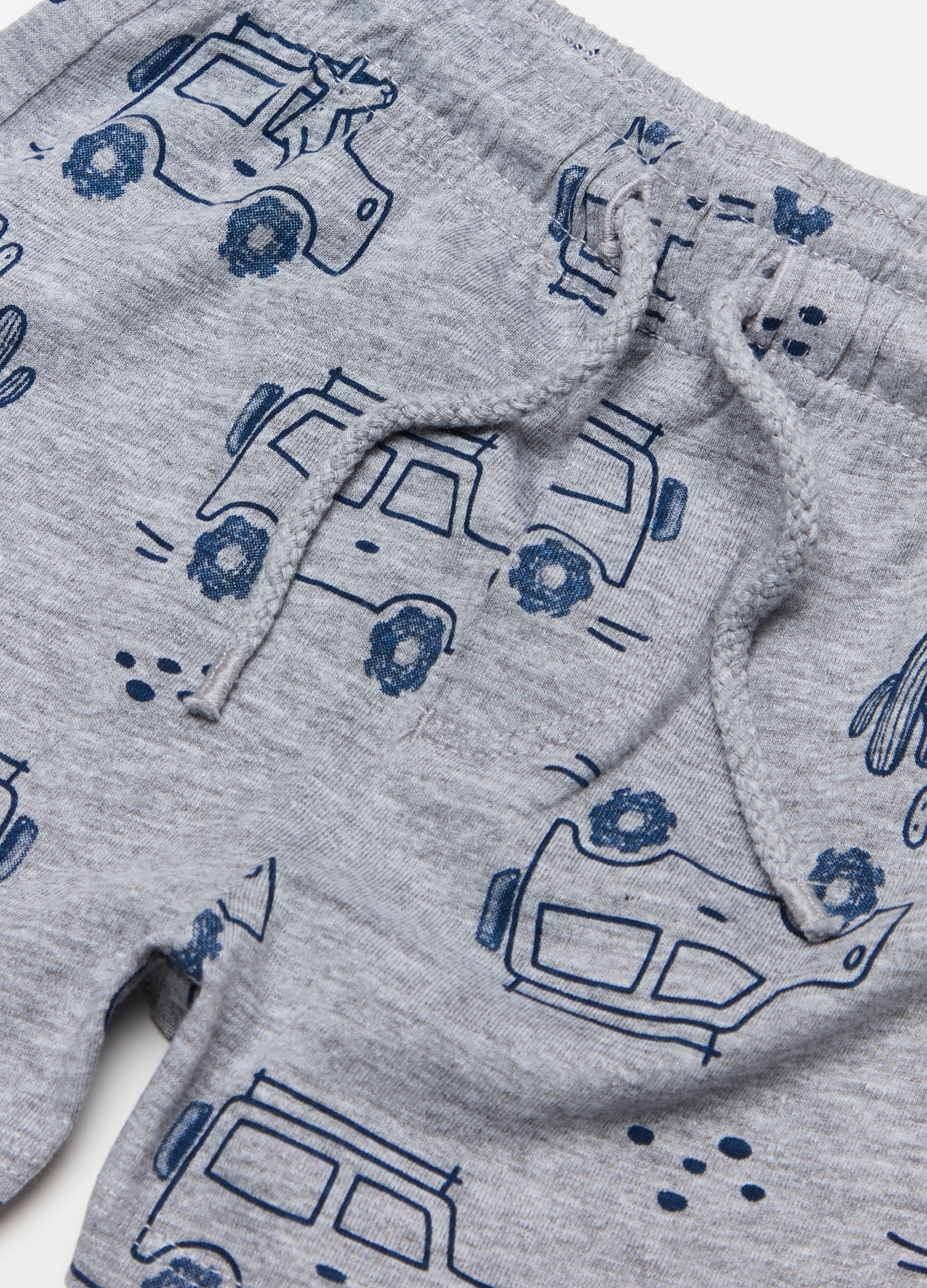 Ovs Cotton Shorts With Drawstring And Print