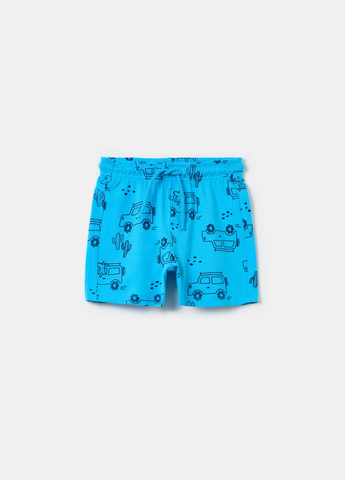 Ovs Cotton Shorts With Drawstring And Print
