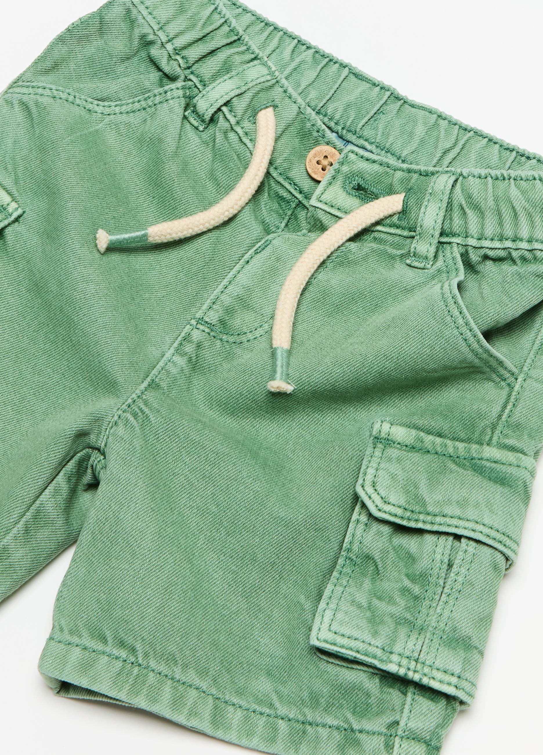 Ovs Cargo Shorts In Denim With Drawstring