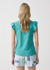 Short Pyjamas With Flounce With Patchwork Print