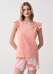 Short Pyjamas With Flounce With Patchwork Print