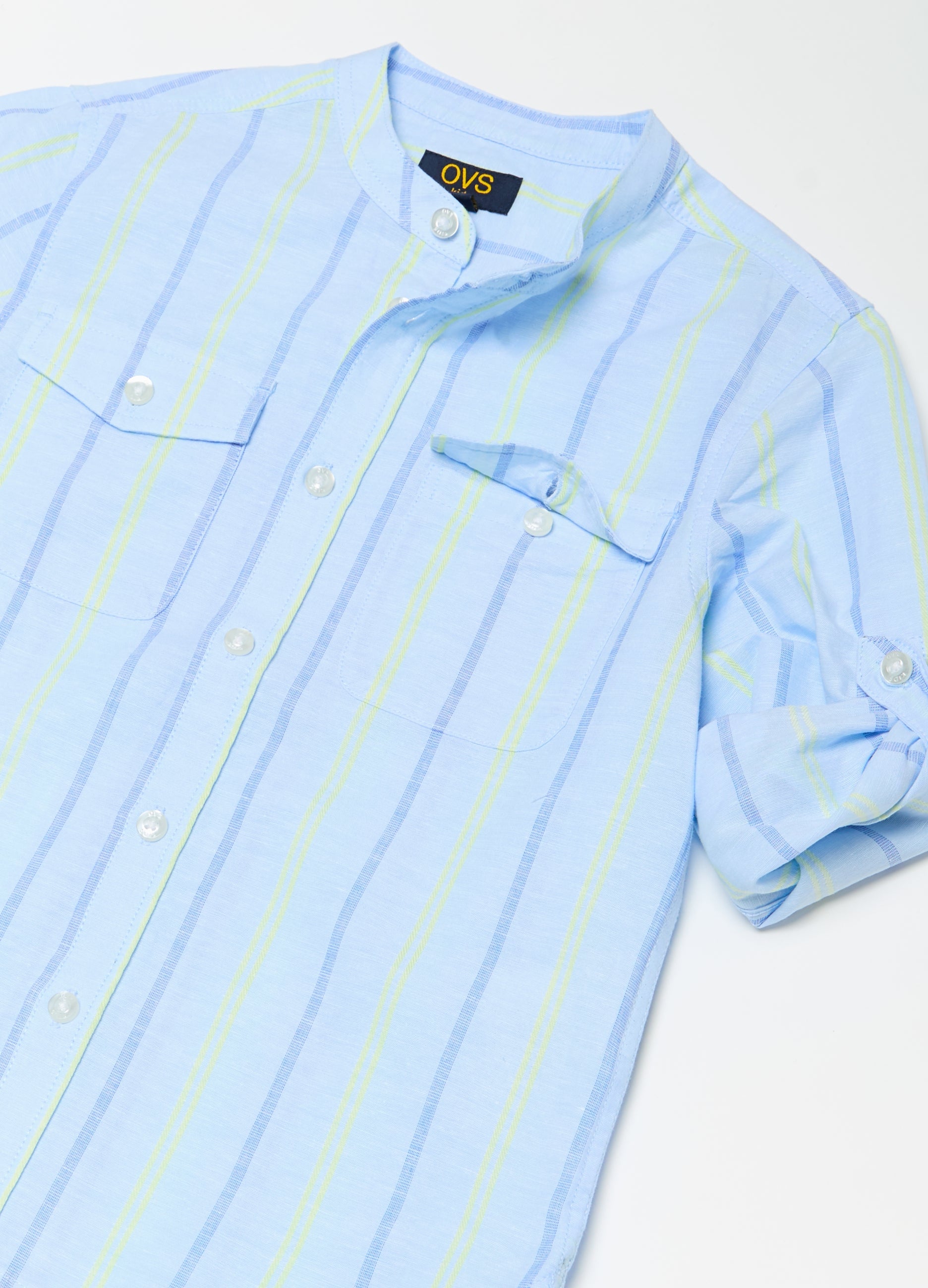 Ovs Striped Linen And Cotton Shirt