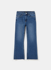 Ovs Flare-Fit Crop Jeans With Raw Edging
