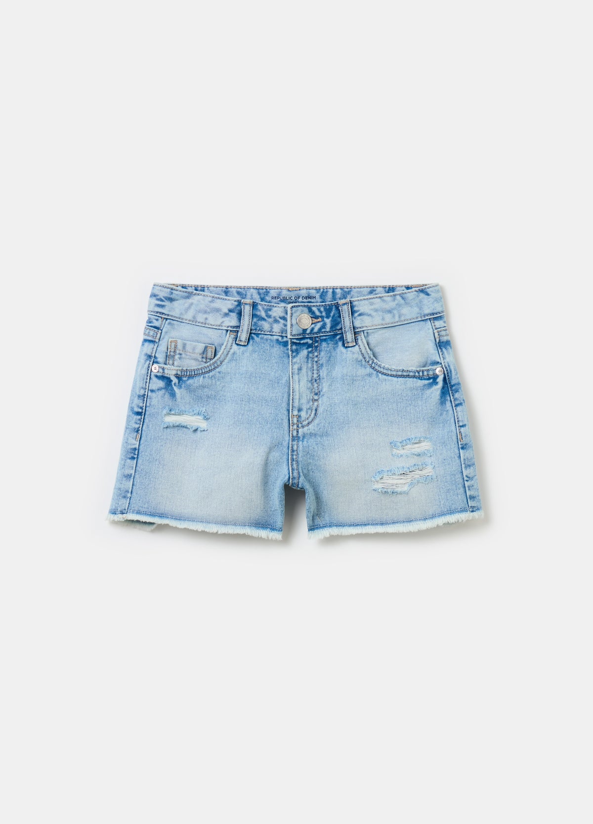Denim Shorts With Abrasions