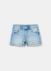 Denim Shorts With Abrasions